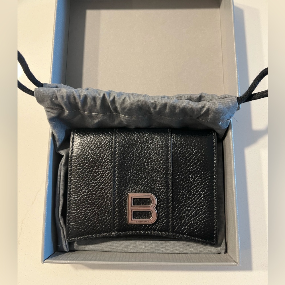 Balenciaga Black Wallet with Silver Logo